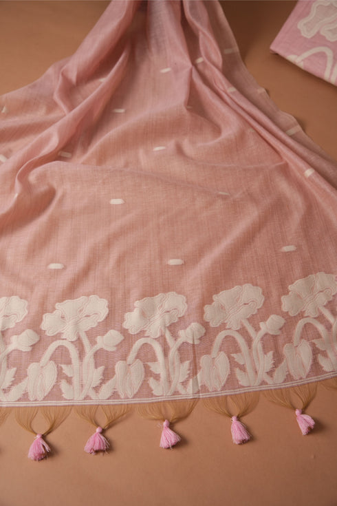 Classic Cloth Pink Cotton Unstitched Suit Set